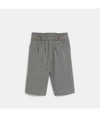 Baby girl's warm grey wide-leg patterned trousers