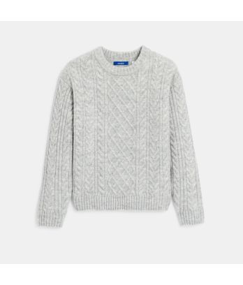 Boy's navy grey marl cable-knit jumper