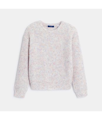 Girl's pink crew neck ribbed jumper