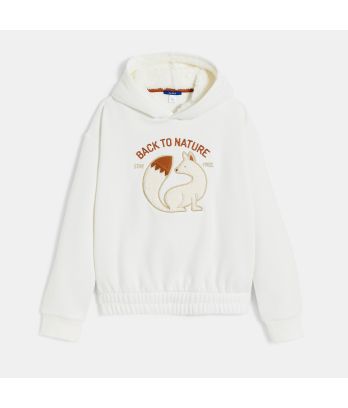 Girl's white squirrel motif T-shirt