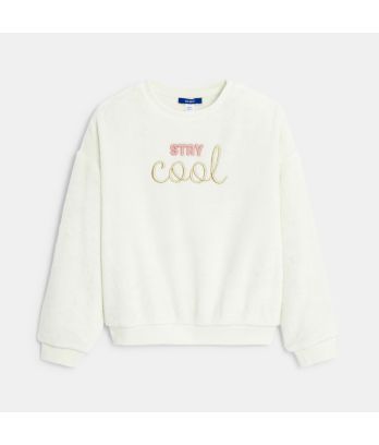 Girl's white slogan sweatshirt