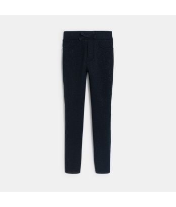 Girl's black Milano jersey glitter jeggings