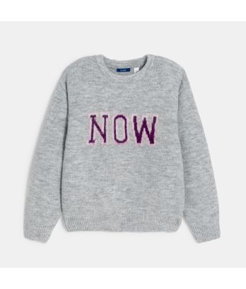 Girl's grey slogan jumper