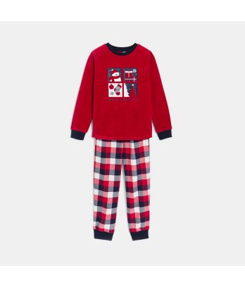 Boy's red 2-piece pyjamas with winter motif