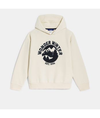 Boy's ecru hoodie with embroidered motif