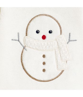 Baby girl's white knitted snowman jumper