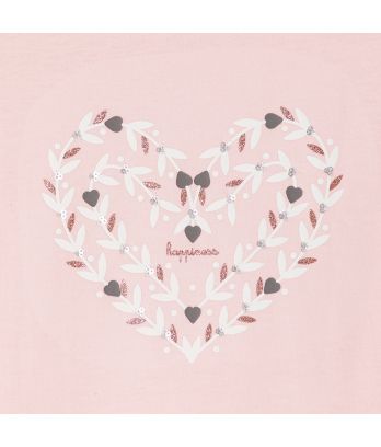 Girl's pastel pink heart motif T-shirt