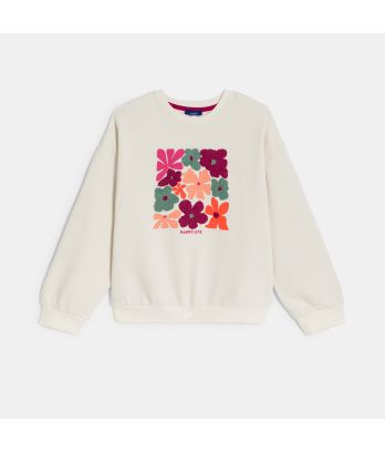 Girl's white floral sweatshirt