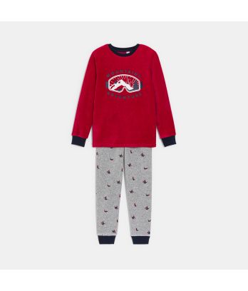 Boy's red 2-piece velvet pyjamas