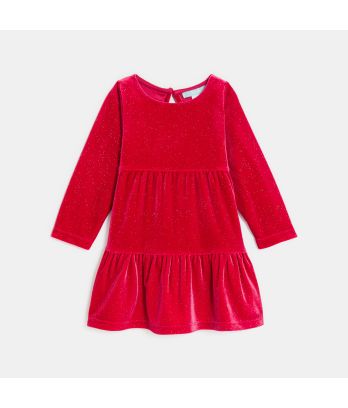 Baby girl's red velvet party dress
