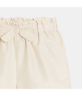 Girl's glittery beige high-rise shorts