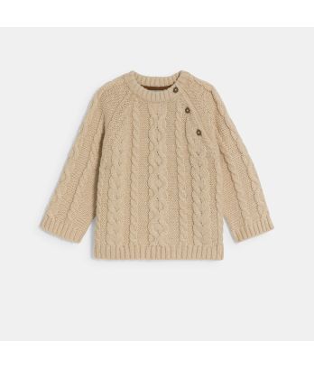 Baby boy's beige cable-knit jumper