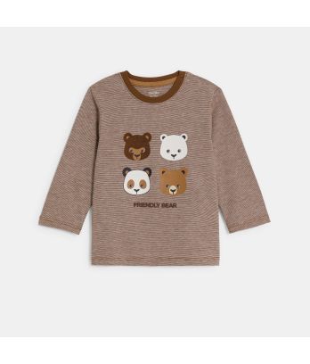 Baby boy's brown bear T-shirt with long sleeves