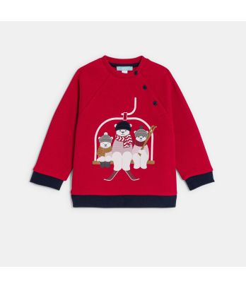 Baby boy's red bear fleece sweatshirt
