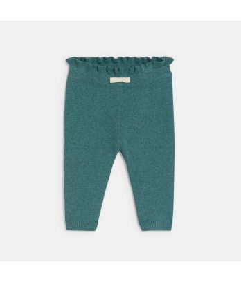 Baby girl's blue knitted leggings