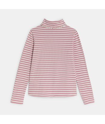 Girl's pink striped ribbed undershirt
