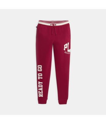 Boy's red joggers with slogan