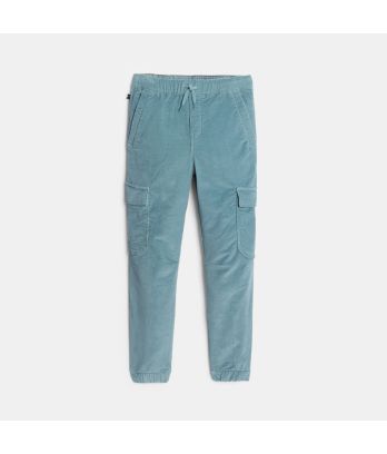 Boy's blue corduroy cargo trousers