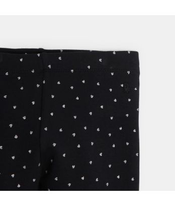 Girl's black printed warm leggings