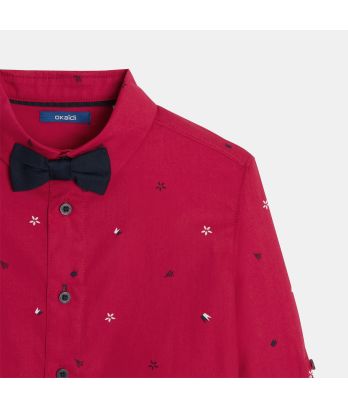 Boy's red motif shirt + bow tie