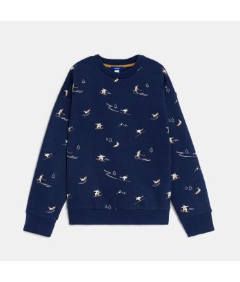 Boy's ski motif navy blue sweatshirt