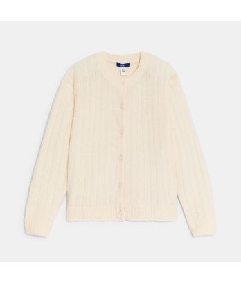 Girl's ecru openwork cardigan