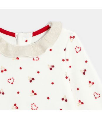 Baby girl's velvet holly sleepsuit and cardigan