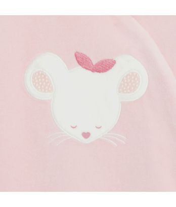 Baby girl's pink velvet mouse sleepsuit