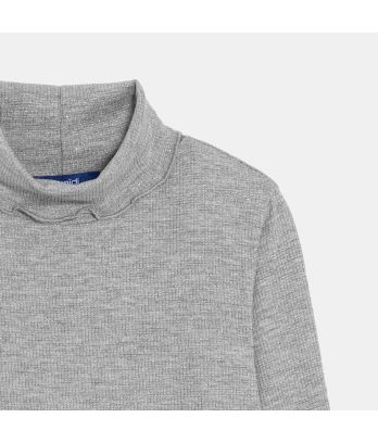 Girl's grey iridescent ribbed polo neck T-shirt