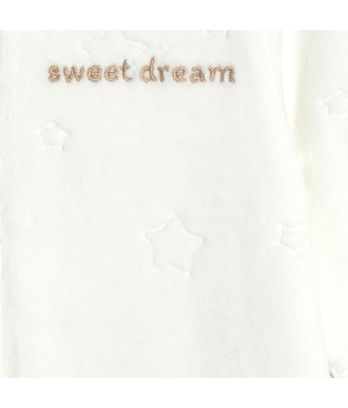 Baby boy's white zipped velvet sleepsuit with embroidered stars