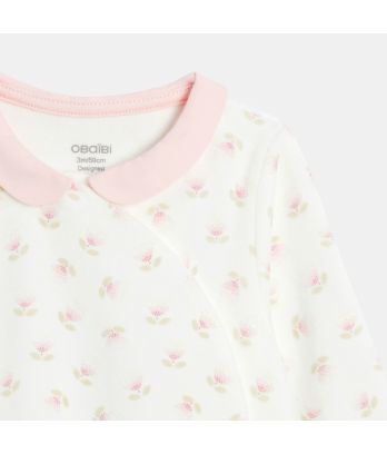 Baby girl's white velvet floral sleepsuit