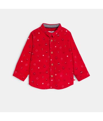 Baby boy's festive red corduroy shirt
