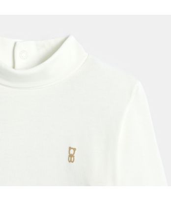 Baby boy's navy and white long-sleeve T-shirt with stand-up collar