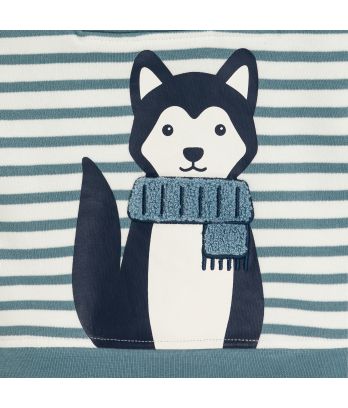 Baby boy's blue striped fox hoodie