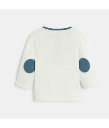 Baby boy's white Henley-neck T-shirt