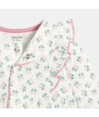 Baby girl's embossed cotton white floral romper suit
