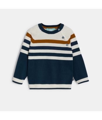Baby boy's blue striped knitted jumper