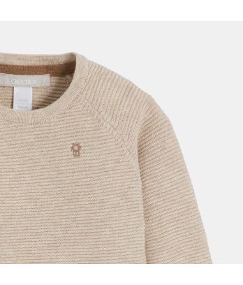 Baby boy's wrap-around beige knitted jumper