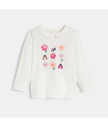 Baby girl's white Peter Pan collar T-shirt