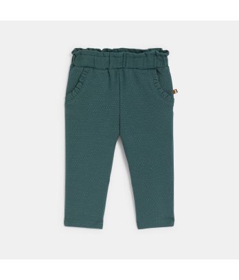 Baby girl's shiny green warm fleece trousers