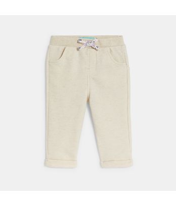 Baby girl's beige fleece joggers