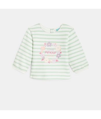 Baby girl's green printed fleece sweatshirt