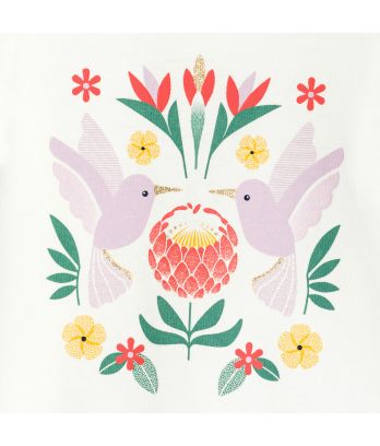Baby girl's white bird long-sleeve T-shirt