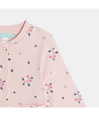 Baby girl's pink printed fleece baseball jacket