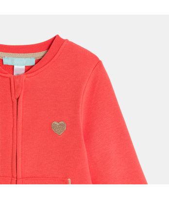 Baby girl's orange fleece zip-up sweatshirt