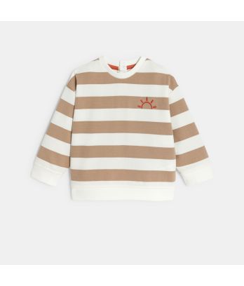 Baby boy's beige striped sun fleece sweatshirt
