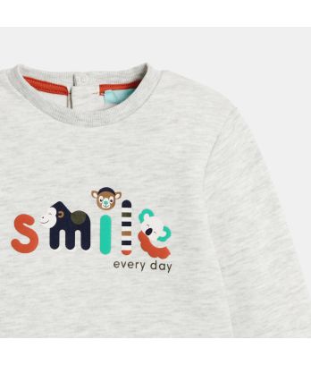 Baby boy's grey fleece animal sweatshirt