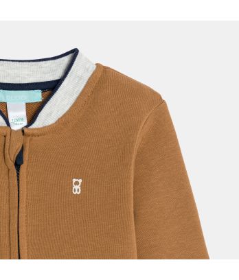 Baby boy's brown soft fleece zipped baseball jacket