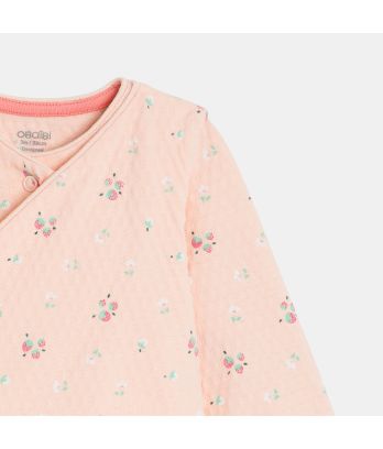 Newborn pink strawberry cotton sleepsuit