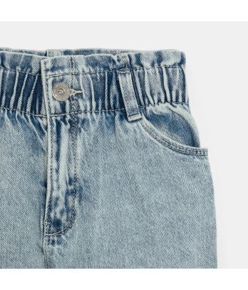 Girl's blue faded paperbag mom jeans